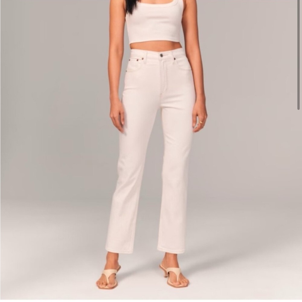 Abercrombie Ivory The Ankle Straight Ultra High Rise Jeans 30